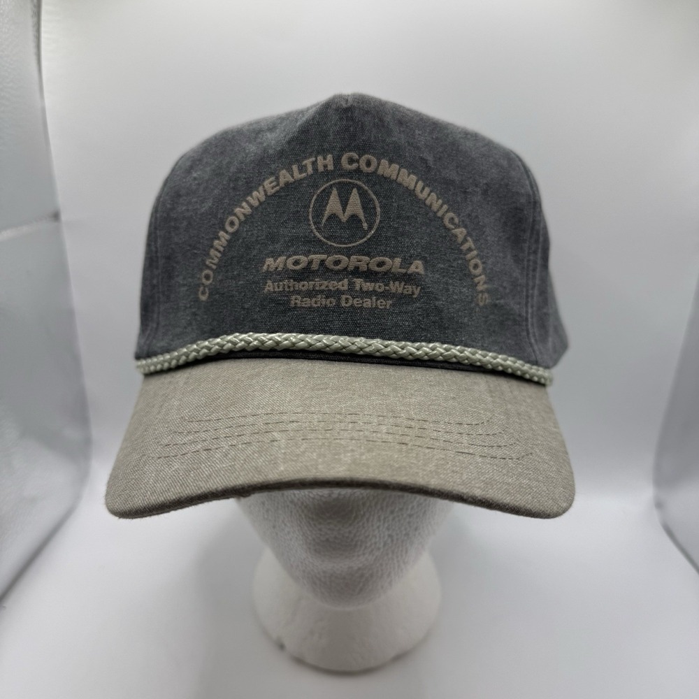 Vintage Motorola Commonwealth Communications Snapback Rope Hat Trucker Cap Gray